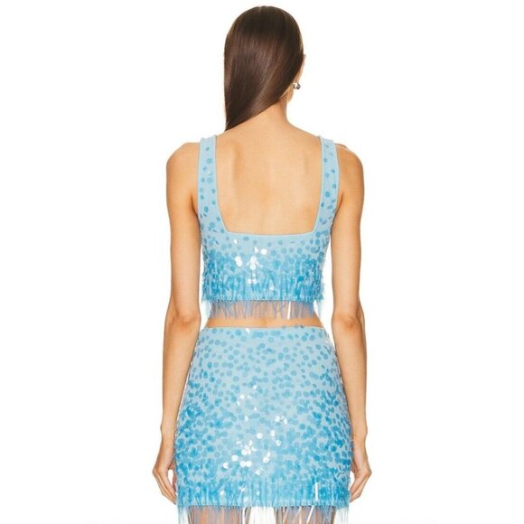 Staud Jasmin Top Shallow Blue Embellished Sequin - Picture 3 of 4